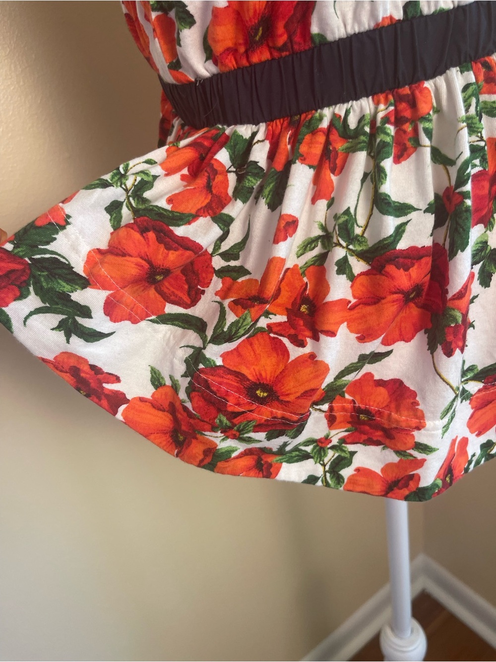 Maeve Anthropologie Floral Tank Top Stretchy Poppy Open Back Cottagecore Boho M - Picture 6 of 15